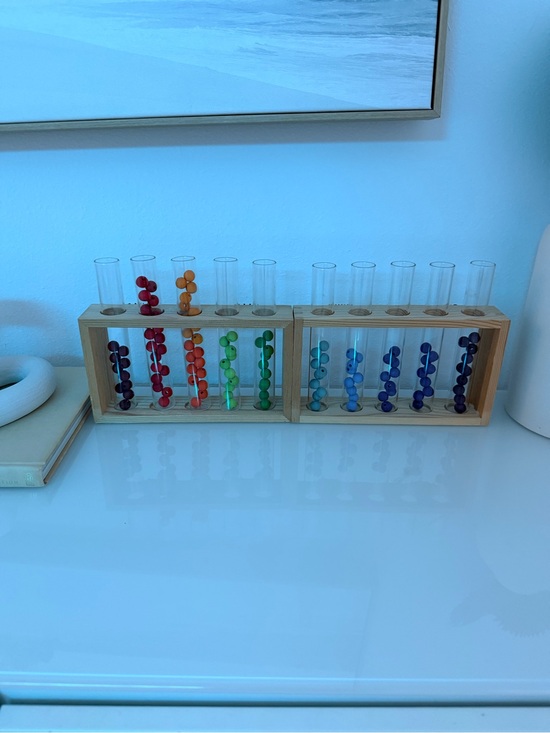 Grimms Other - Grimms Wooden Rainbow Dyed Beads in Test Tube Display